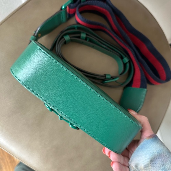 Gucci Horsebit 1955 Small Green Leather Crossbody Bag - Picture 8 of 13